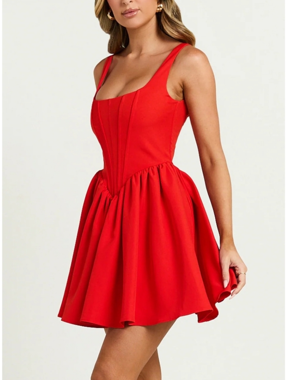 Showpo Aimee Mini Dress Red Corset Fit & Flare Scoop Neck Party Dress Size 6 NWT - Picture 3 of 14